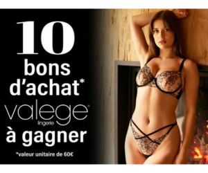 bon d’achat lingerie Valège de 60 € offert