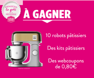 Le site Elle & Vire procède prochainement à un tirage au sort de 10 robots pâtissiers Kenwood et 200 kits pâtisserie.