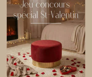 pouf rond Agatha de couleur rouge